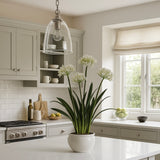 Faux White Agapanthus in Ceramic Bowl