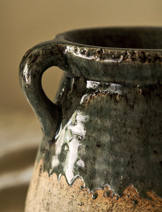 2 Handle Pot - Stoneware, Fern