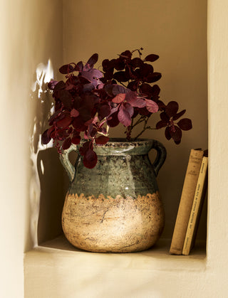 2 Handle Pot - Stoneware, Fern