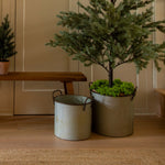 Galvanized Metal Planters for Christmas Tree Display | Set of 2