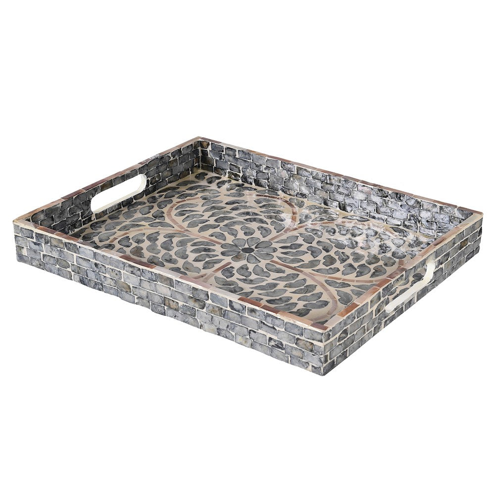Gaudi tray decorative mosaic serving tray with stone pattern and built in handles