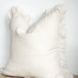 Georgie Cream linen cushion cover 45cm square with ruffled edge detail