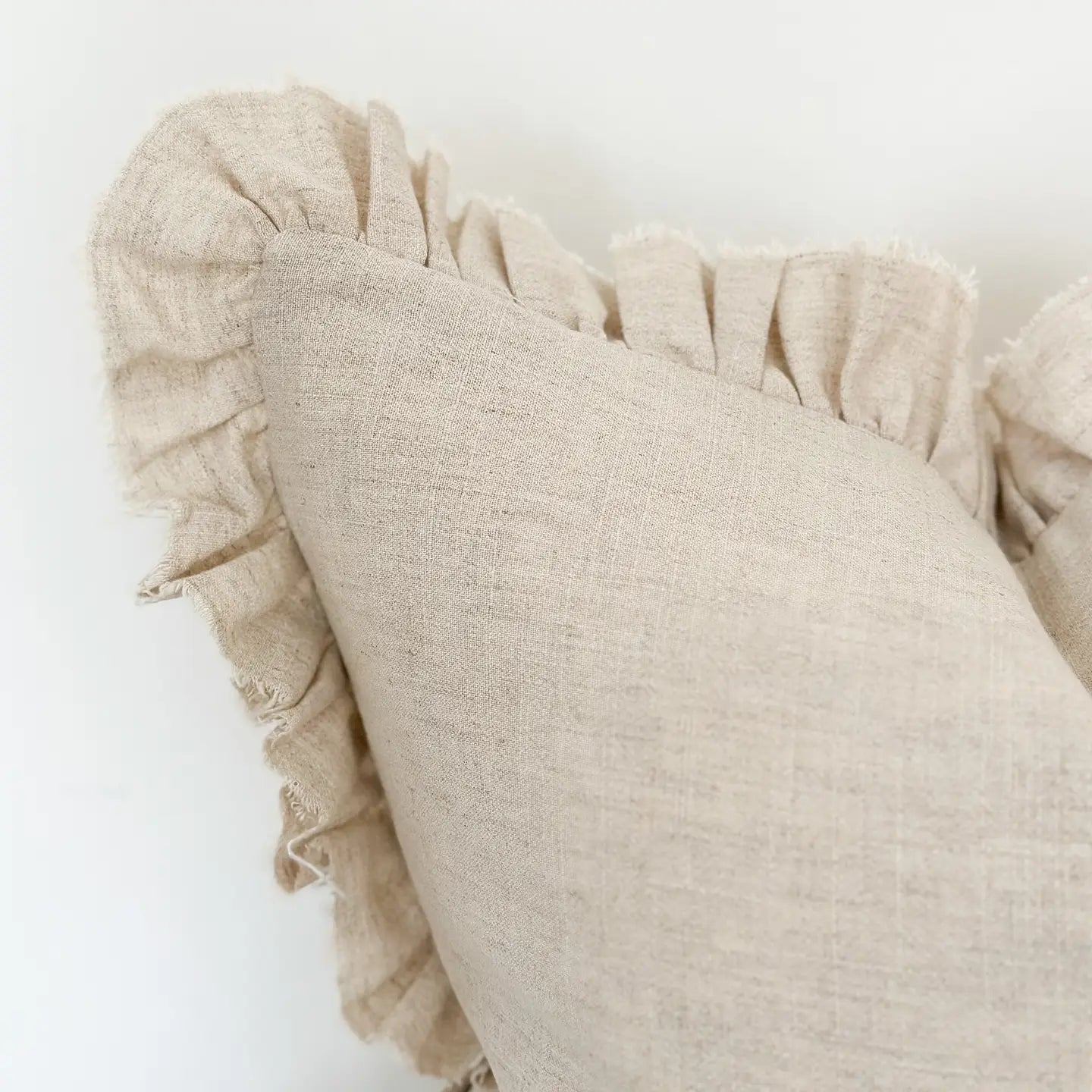 Georgie Sand linen cushion cover 45cm square with ruffled edge detail