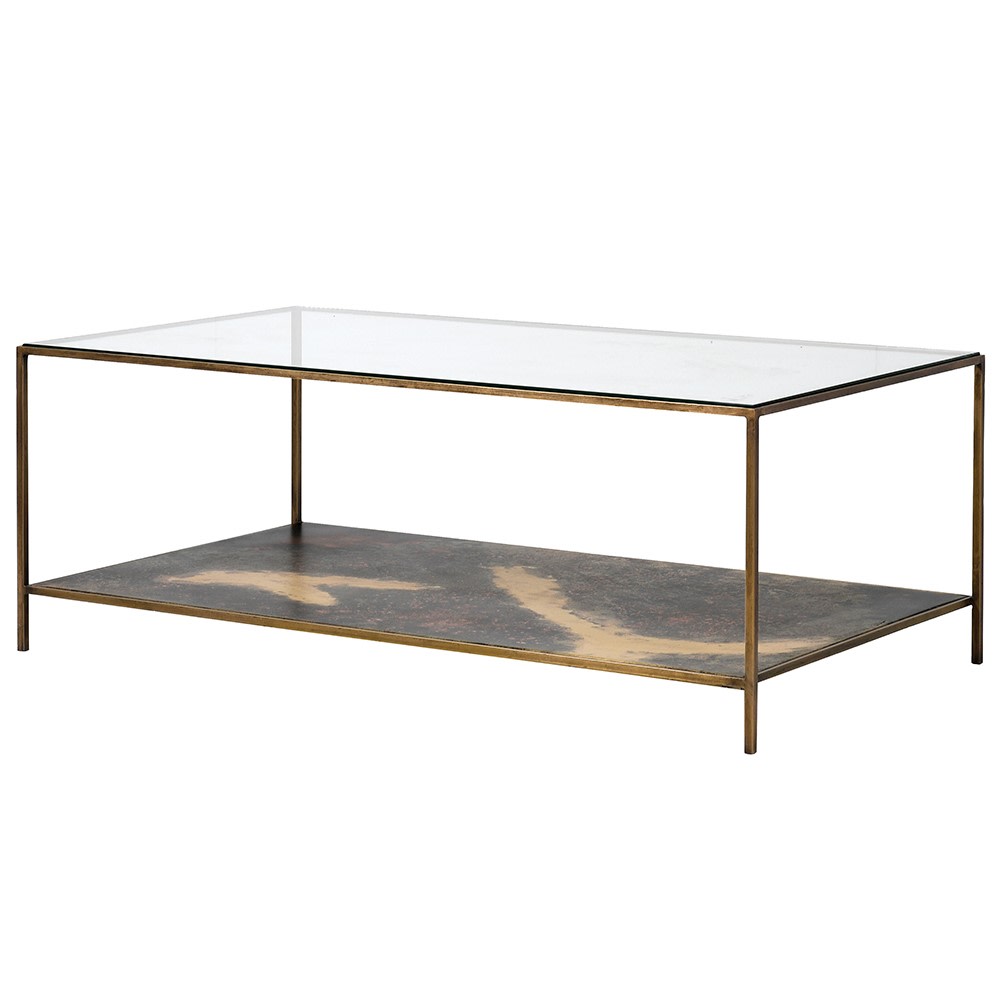 Indulge in the opulence of the Gianna Elegant Glass and Brass Console Table, a luxurious addition to any elegant space. The base of this elegant side table features a stunning oxidized finish.