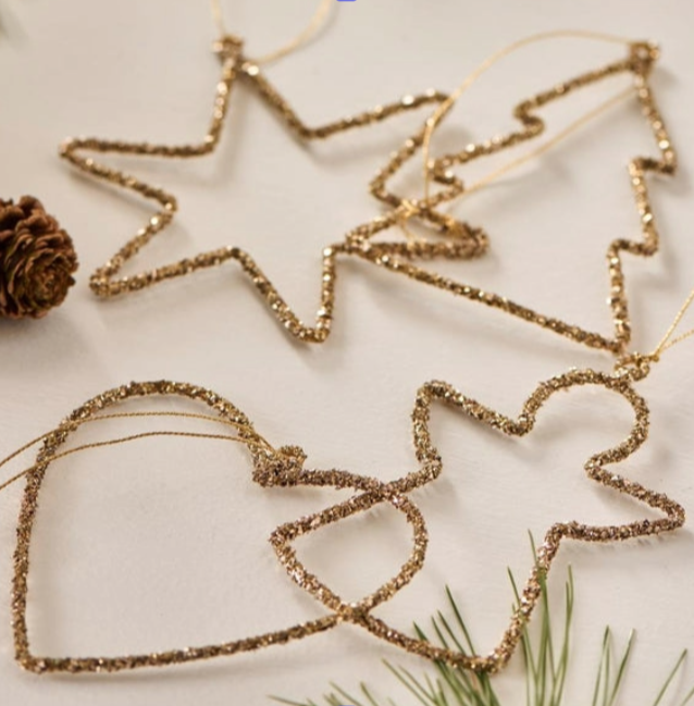 Glitter Shaped Tree Decorations | Set of Four