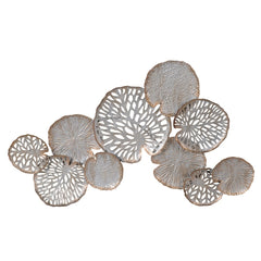 Golden Lilypads Metal Wall Art by Charles Ted featuring pearl white and gold lilypad design with cut-out details