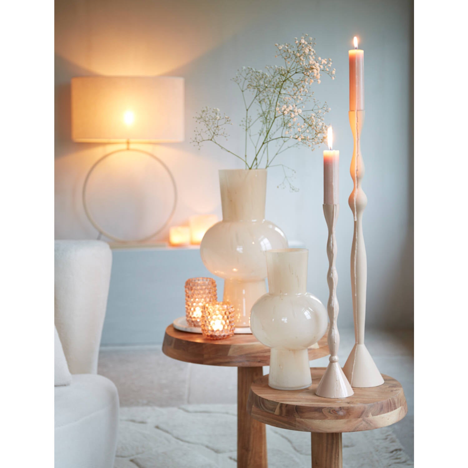 Hailey Sculptural Vase Cream Glass