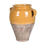 Handcrafted Provence terracotta glazed vase with yellow ceramic finish