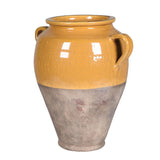 Handcrafted Provence terracotta glazed vase with yellow ceramic finish