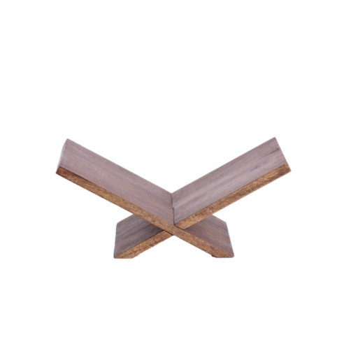 Fully assembled wooden X-style bookstand front view