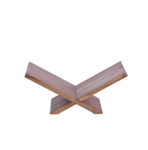 Fully assembled wooden X-style bookstand front view