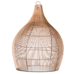 Handcrafted natural rattan pendant light with open-weave design and teardrop shape