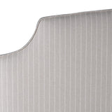 Henrietta upholstered bed with curved padded headboard and neutral fabric finish