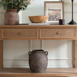 brown stoneware vase with handles