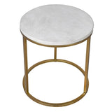 Charles Ted Ivory Leather Top Nest of Tables with Gold Frame