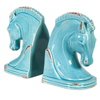Lambourn Horse Head Bookends | Pale Blue | Pair