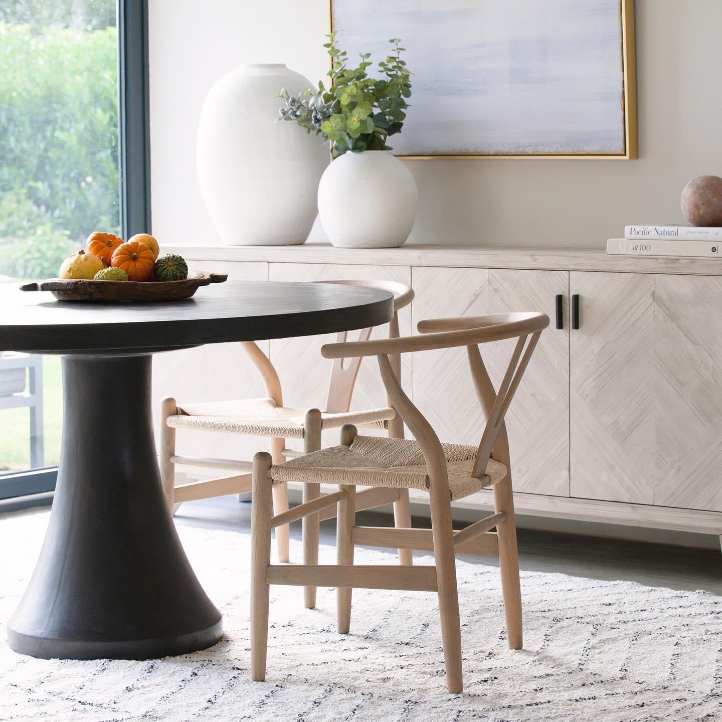 wishbone chair with rattan seat