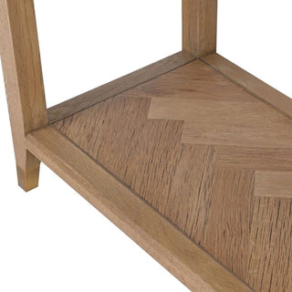 Windrush Herringbone Reclaimed Oak Console Table | Glass Top