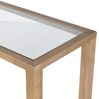 Windrush Herringbone Reclaimed Oak Console Table | Glass Top