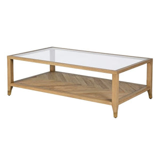 Windrush Herringbone Reclaimed Oak Coffee Table | Glass Top