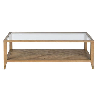 Windrush Herringbone Reclaimed Oak Coffee Table | Glass Top
