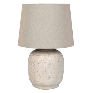 Winstone Textured Terracotta Table Lamp | Linen Shade