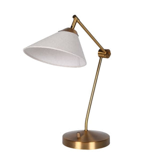 Eastleach Bronze Desk Lamp | Linen Coolie Shade
