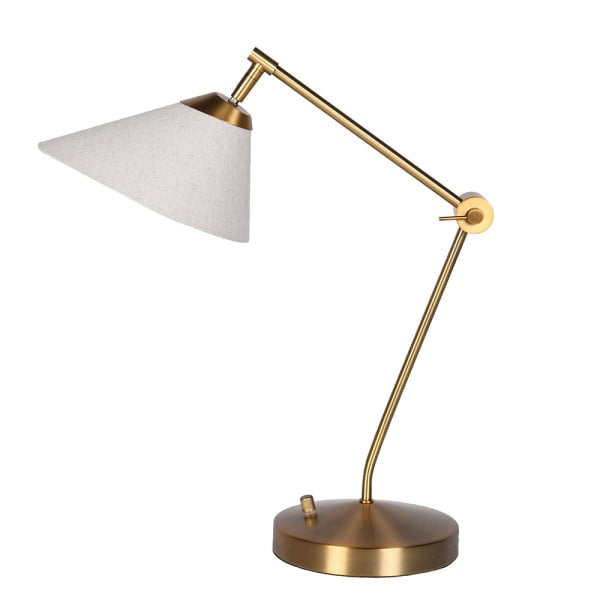 Eastleach Bronze Desk Lamp | Linen Coolie Shade