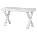 A modern&nbsp;desk&nbsp;desk with two drawers and angled legs

Dimensions:&nbsp;

H:77.5cm&nbsp;W:140cm&nbsp;D:55cm


