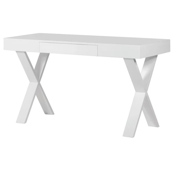 A modern&nbsp;desk&nbsp;desk with two drawers and angled legs

Dimensions:&nbsp;

H:77.5cm&nbsp;W:140cm&nbsp;D:55cm

