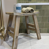 Charles Ted Rustic Wooden Stool - Handcrafted Solid Wood Accent Seat