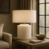Penelope White Textured Ceramic Table Lamp Compete with Shade
