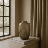 Charles Ted Dayton Cream Grey Glass Statement Vase