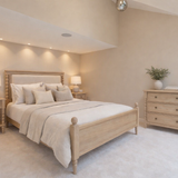 CharlesTed Antoine Bed Frame – Limewashed Oak & Upholstered Headboard |  King