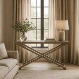 Ascot Oak Console Table with Crossed Legs