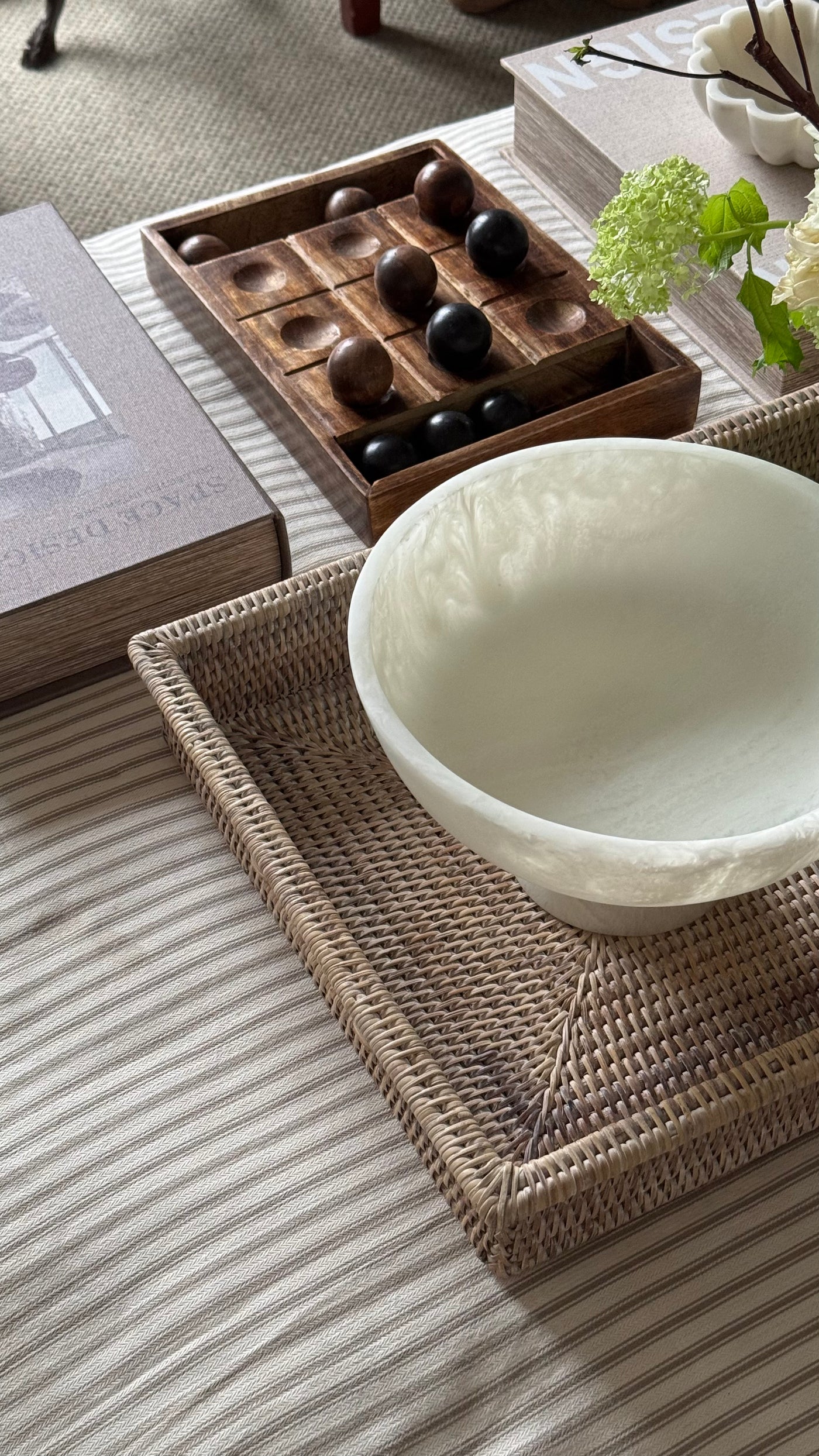 Rita White Resin Pedestal Bowl Decorative Centrepiece, view 2