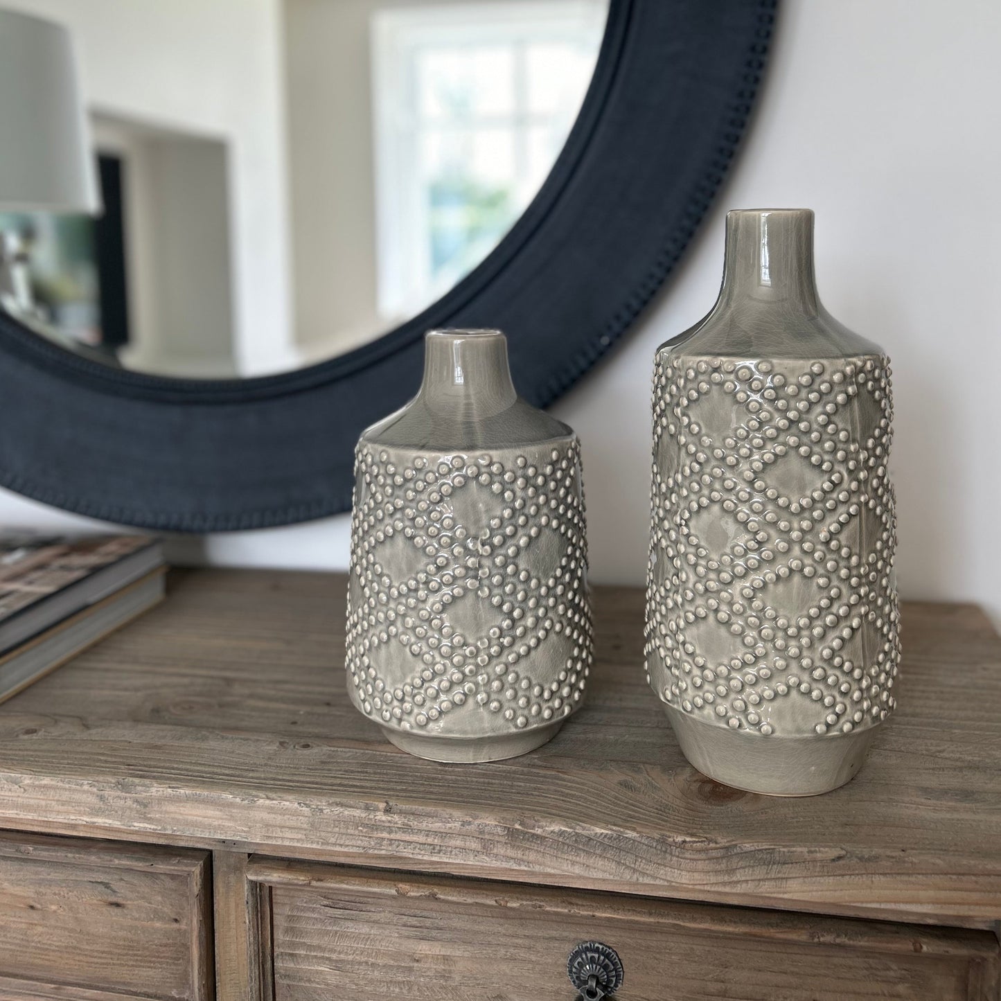 Short Grey Textured Bud Vase
