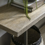 Industrial Console Table with Washed Wood Shelves and Black Metal Frame