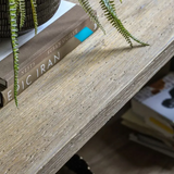 Industrial Console Table with Washed Wood Shelves and Black Metal Frame