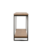 Industrial Console Table with Washed Wood Shelves and Black Metal Frame – Fir Wood & Elm Veneer - side view