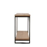 Industrial Console Table with Washed Wood Shelves and Black Metal Frame – Fir Wood & Elm Veneer - side view