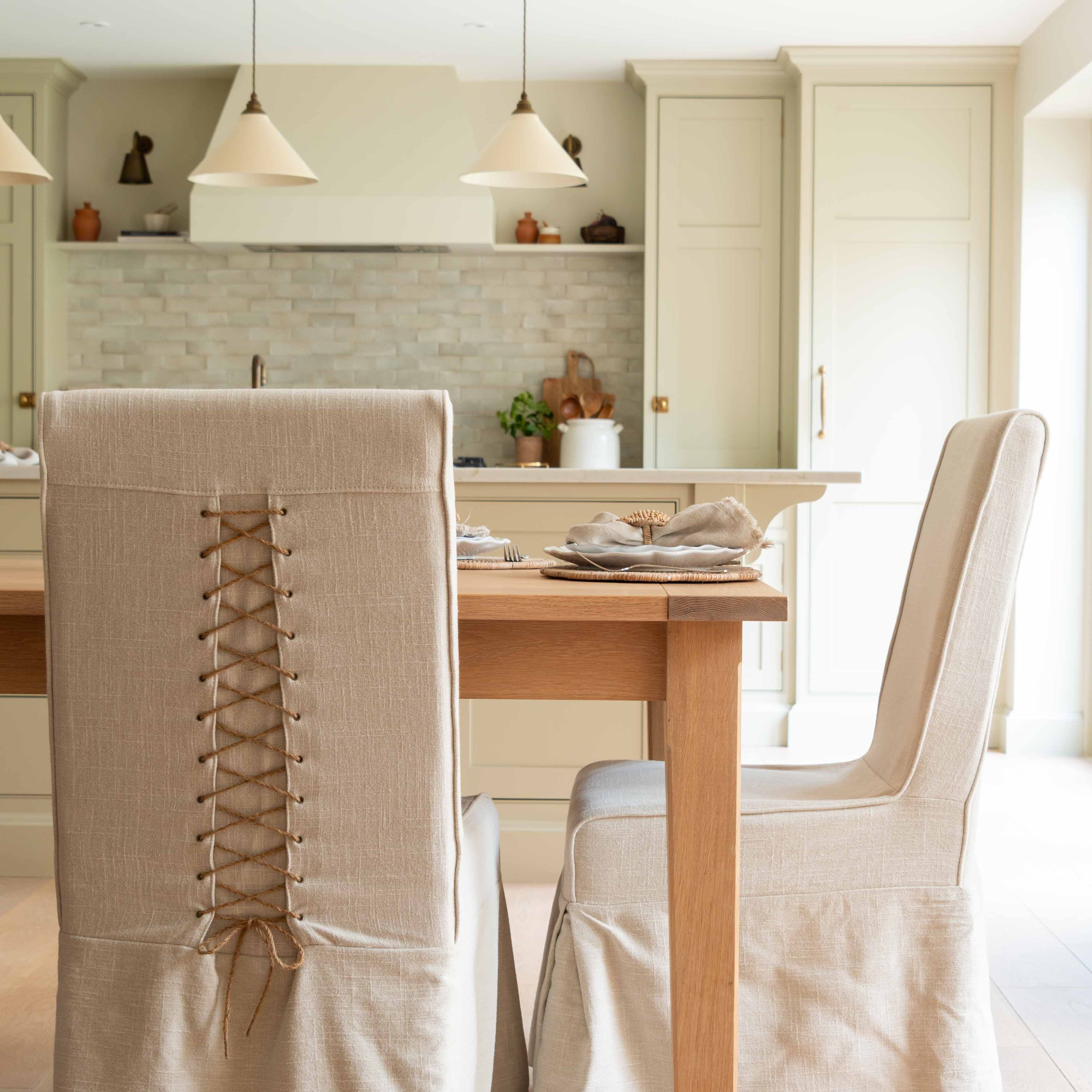  Ivory Tie-back Loose Cover Dining Chair. 