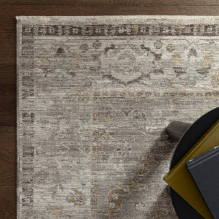 Didmarton vintage style rug in taupe with traditional border, view 3
