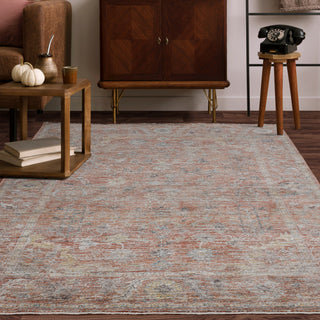 Jasper traditional rug in red styled in a living room