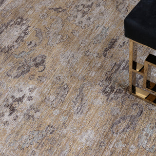 Didmarton vintage style rug in gold with traditional border, view 3