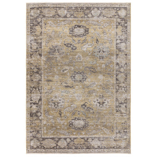 Didmarton vintage style rug in gold with traditional border