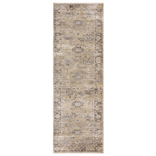 Didmarton vintage style rug in gold with traditional border, view 8