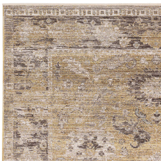Didmarton vintage style rug in gold with traditional border, view 5