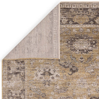 Didmarton vintage style rug in gold with traditional border, view 6