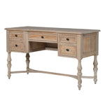 A Beautiful traditional reclaimed pine desk with five drawers and turned legs.